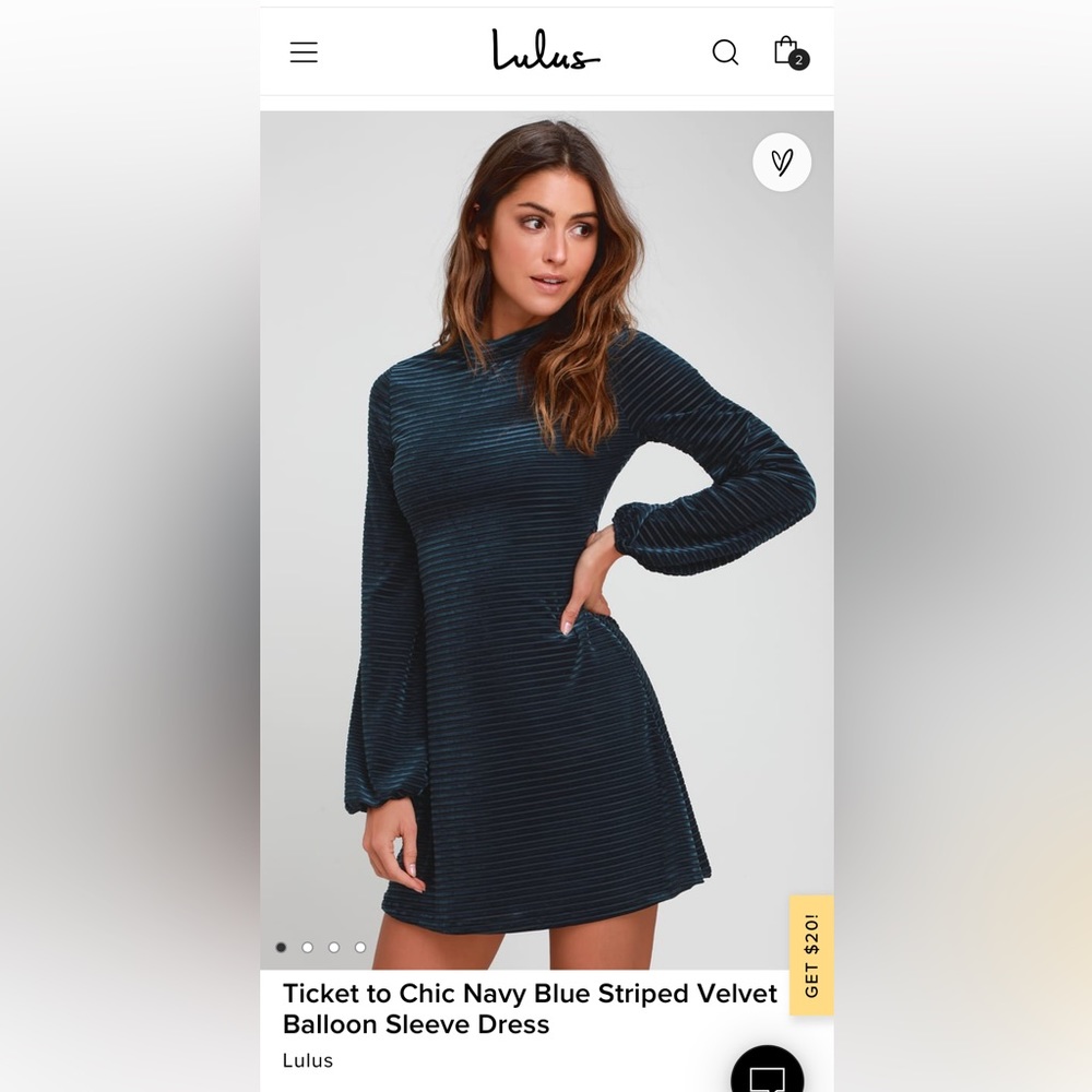 Lulus navy blue striped velvet dress